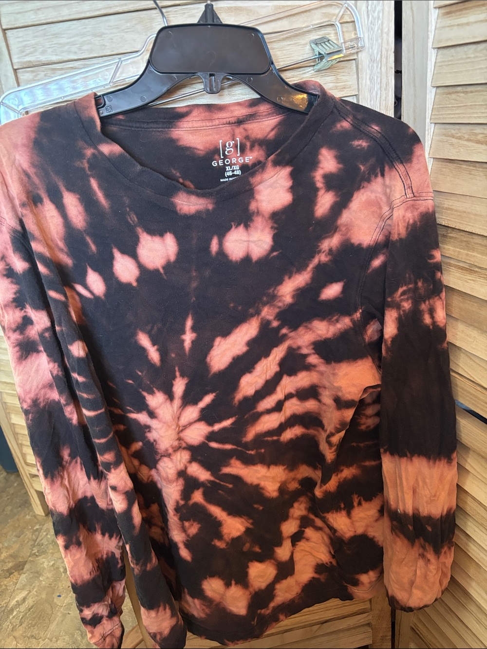 FINAL MARKDOWN George Tie-Dye Long Sleeve Shirt - Black & Orange XL